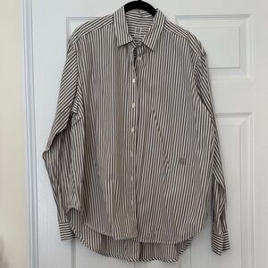 Toteme Women’s Brown and White Striped Cotton Poplin Shirt Euro Size 40